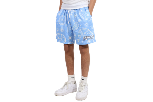 Blue Paisley Shorts