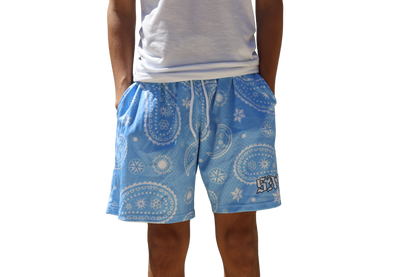 Blue Paisley Shorts